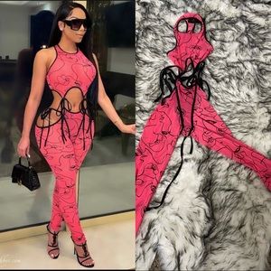 Pink Mesh Grafitti Romper